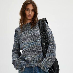 Free People Cotton Candy Pullover in Lunar Eclipse Combo aka Blue | New